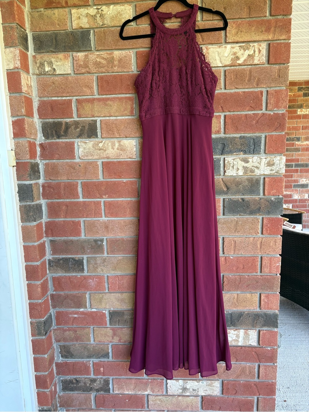 Lulu's Burgundy Lace Halter Maxi Dress - Picture 3 of 13
